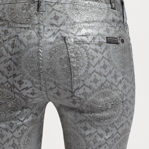 7FAM Coated Silver Metallic Artisan Skinny Jeans